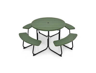 Slickblue 8-Seater Picnic Table All-Weather Design with Built-In Umbrella Hole