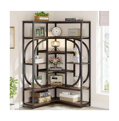 Slickblue Modern Industrial Corner Bookcase for Space-Saving Storage and Home Decor