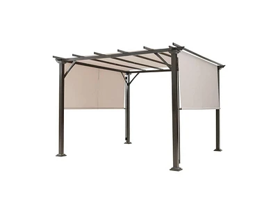 Slickblue Outdoor Pergola Gazebo with Retractable Canopy for Garden or Patio