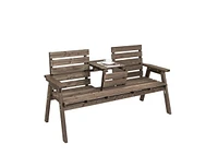 Slickblue Farmhouse Outdoor Fir Wood Patio Garden Bench with Folding Center Table