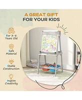 Qaba Double Sided Art Easel for Toddlers with board & Chalkboard