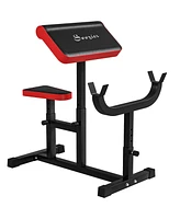 Soozier Preacher Curl Bench, Adjustable Bench for Home Gym,