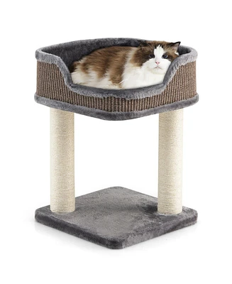 Gymax Cat Tree Multi-Level Cat Tower w/ Scratching Posts & Large Plush Perch