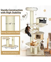 Gymax 77.5'' Cat Tree Condo Multi-Level Kitten Activity Tower w/ Sisal Posts