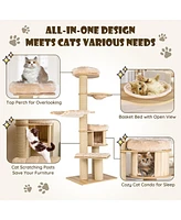 Gymax 75'' Modern Cat Tree Multi-Level Large Cat Tower w/ Hammocks