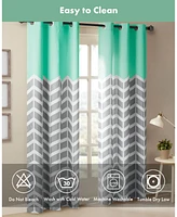 Intelligent Design Alex Chevron Printed Room Darkening Curtains, Grommet Top for Bedroom and Living Room, inch length 2 panels set