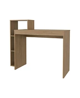 Fm Furniture Salome Computer Desk with Open Storage, Natural Oak