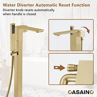Casainc Freestanding Single Handle Floor Mounted Roman Tub Faucet Bathtub Filler with Hand Shower
