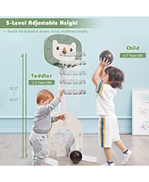 Gymax 3-in-1 Kids Basketball Hoop Set Adjustable Sports Activity Center w/Balls