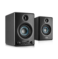 Pyle Hi-Fi Powered Bookshelf Desktop Speakers, 300W Studio Monitor System with Bluetooth, Rca Input, and MP3 Support (Black)