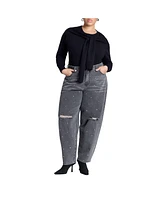 Eloquii Plus Relaxed Taper Leg Jean With Studs