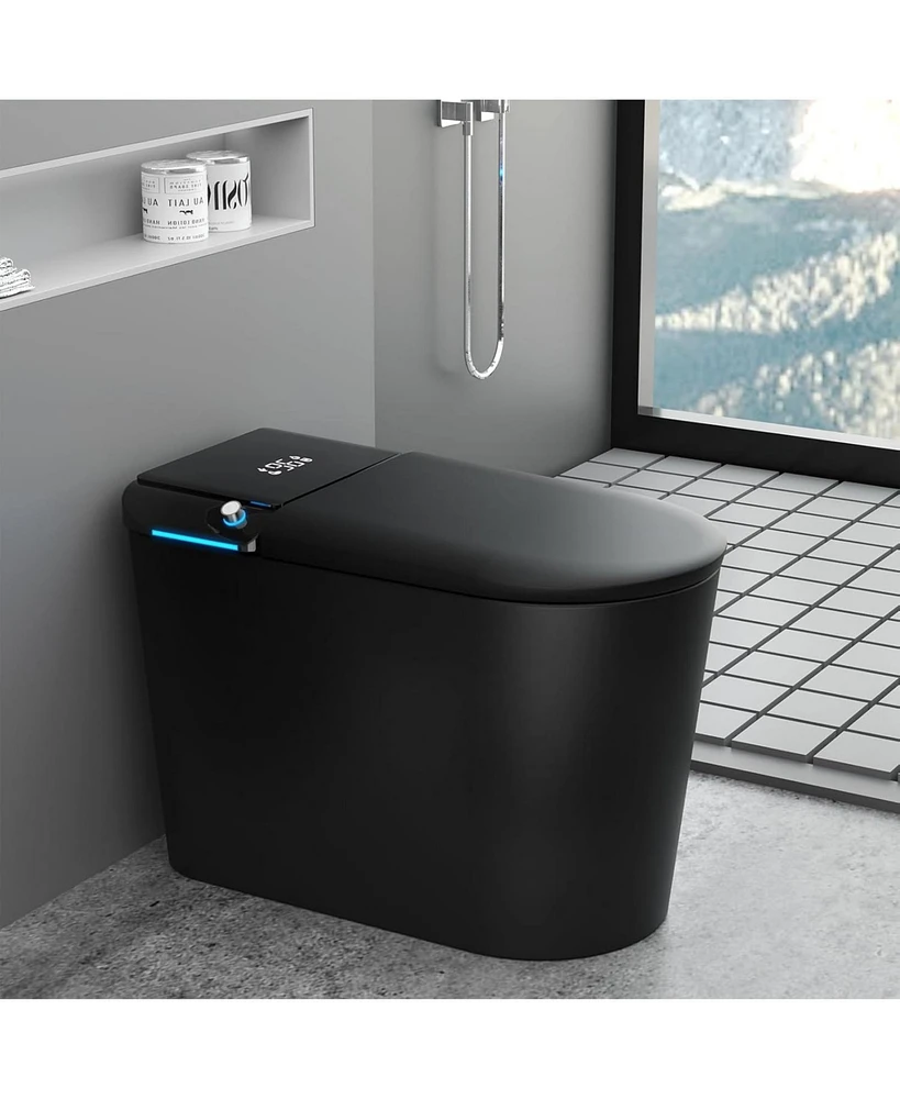 Lalahoo Smart Toilet with Tank Built in, Dual Auto Power Flush, Auto Open & Close, Foot Sensor Operation