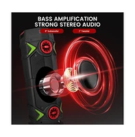 Pyle Dual 8” Portable Pa Speaker with Bluetooth, Flashing Party Lights, Usb/Sd/Fm Radio & Wireless Microphone
