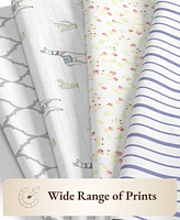 Printed Stripe - 100% Organic Cotton Percale Twin Sheets Set Deep Pocket, Gots Certified