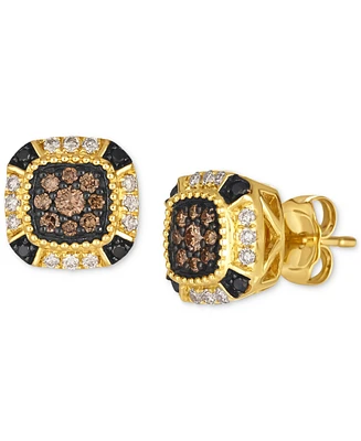 Le Vian Chocolate Diamond (1/5 ct. t.w.), Nude Diamond (1/6 ct. t.w.) & Blackberry Diamond (1/20 ct. t.w.) Stud Earrings in 14k Honey Gold