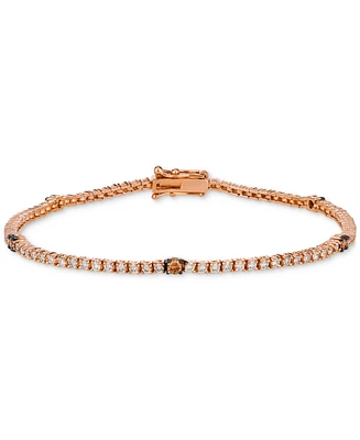 Le Vian Chocolate Diamond & Nude Diamond Tennis Bracelet (1-1/2 ct. t.w.) in 14k Rose Gold