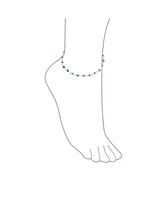 Bling Jewelry Protection Amulet Turkish Multi Color Charm Slender Evil Eyes Anklet Link Ankle Bracelet .925 Sterling Silver