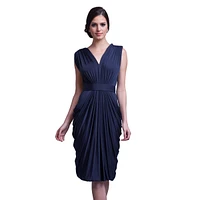 Pia Gladys Perey Women's Machine Washable None Iron Wrinkle Free Sheath V-Neck Dress