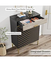 Tribesigns Shoe Cabinet with Drawers, 4-Tier Shoe Storage Organizer with Removable Shelves, Modern Shoe Storage Cabinet with Doors for Entryway, Hallw