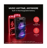 Pyle Dual 8” Bluetooth Portable Pa Speaker with Party Lights, MP3/Usb/Fm Radio & Rechargeable Battery