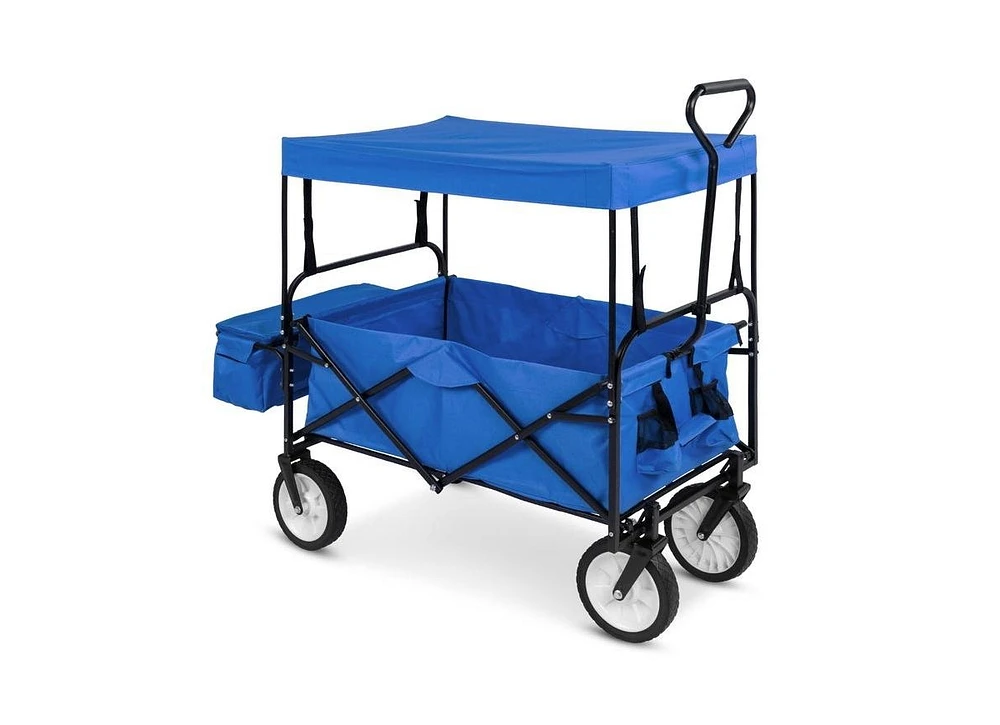 Slickblue Collapsible Utility Wagon Cart Indoor/Outdoor with Canopy