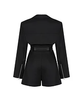 Nocturne Women's Belted Long Sleeve Romper