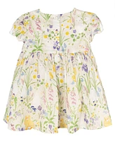 Rare Editions Baby Girl Printed Floral Bunny Cotton Dress