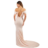Pia Gladys Perey Women's Wrinkle Free Maxi V-Neck Dress