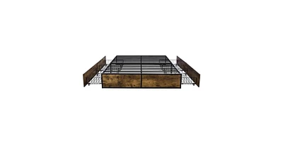 Slickblue Metal Wood Platform Bed Frame with 4 Storage Drawers - 800 lbs Max Weight