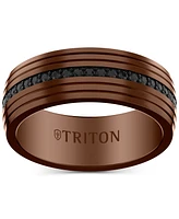 Triton Men's Black Sapphire Low Dome Comfort Fit Wedding Band (1-1/6 ct. t.w.) Brown & Tungsten