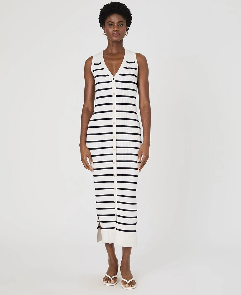 French Connection Women's Nadina Striped Sleeveless Rib-Knit Dress