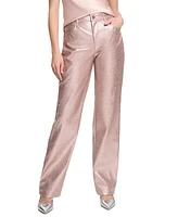 Guess Women's Ambra Metallic Straight-Leg Pants