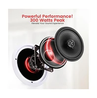 Pyle 8” Home In-Wall / Ceiling Speakers with 70V Transformer, 2-Way Stereo, Flush Mount