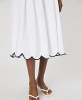 French Connection Women's Alexis Cotton Scallop Midi Skirt