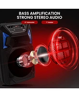 Pyle Bluetooth Pa Speaker & Microphone System - Portable Karaoke Speaker with Led Lights, Fm Radio & MP3/Usb Support
