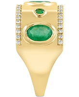 Effy Collection Diamond (1/5 ct. t.w.) & Emerald (1-1/3 ct. t.w.) Ring in 14k Gold