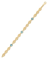 Amethyst Mariner Link Station Bracelet (3 ct. t.w.) in 14k Gold-Plated Sterling Silver (Also available in Blue Topaz)