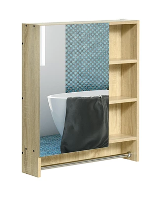 Aosom kleankin Bathroom Medicine Cabinet, 23.5" x 27.5" Wall-Mounted Bathroom Mirror Cabinet with 3 Storage Shelves