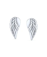 Bling Jewelry Delicate Guardian Angel Wing Feather Stud Earrings Sterling Silver for Cartilage