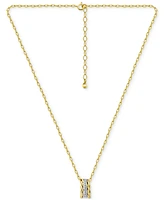 Giani Bernini Cubic Zirconia & Rope Triple Ring Pendant Necklace in Sterling Silver & 18k Gold-Plate, 16" + 2" extender, Exclusively at Macy's