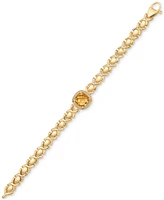 Citrine (3-3/8 ct. t.w.) & White Topaz (1/3 ct. t.w.) Xoxo Link Bracelet in 14k Gold-Plated Sterling Silver