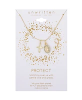 Unwritten Crystal Virgin Mary and Cross Charm Pendant Necklace