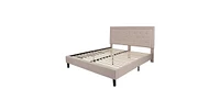 Slickblue Upholstered Platform Bed Frame with Button-Tufted Headboard for Elegant Bedroom Design