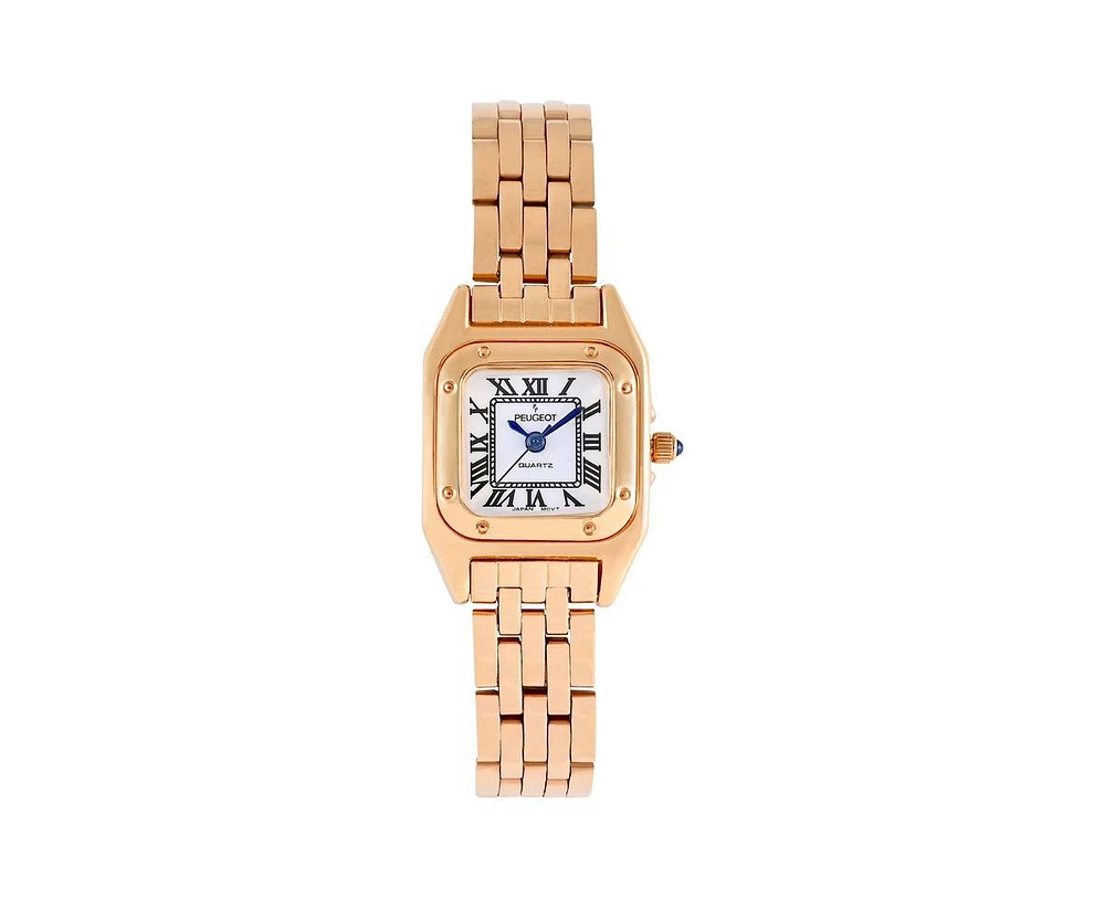 Peugeot Womens 20x22mm Gold-Tone Panther Link Bracelet Watch