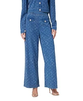 Guess Women's Dakota Patch Wide-Leg Textured-Pattern Jeans