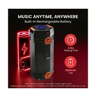 Pyle Dual 6.5” Portable Pa Speaker with Bluetooth, Flashing Led Lights, Usb/Sd/Fm Radio & Wireless Microphone