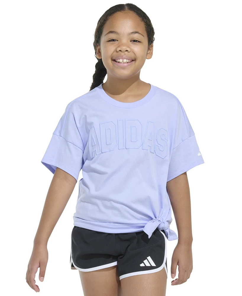 adidas Big Girls Short-Sleeve Tie-Front Cotton T-Shirt