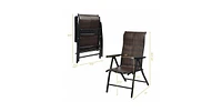 Slickblue Outdoor Heavy Duty Dark Brown Rattan Folding Patio Chair