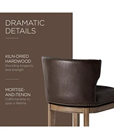 Maven Lane Hugo Counter Stool in Walnut Finish w/ Marksman Saddle Leather