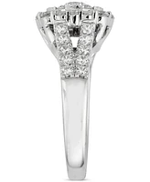 Diamond Halo Cushion Shape Cluster Engagement Ring (1-1/2 ct. t.w.) in 14k White Gold